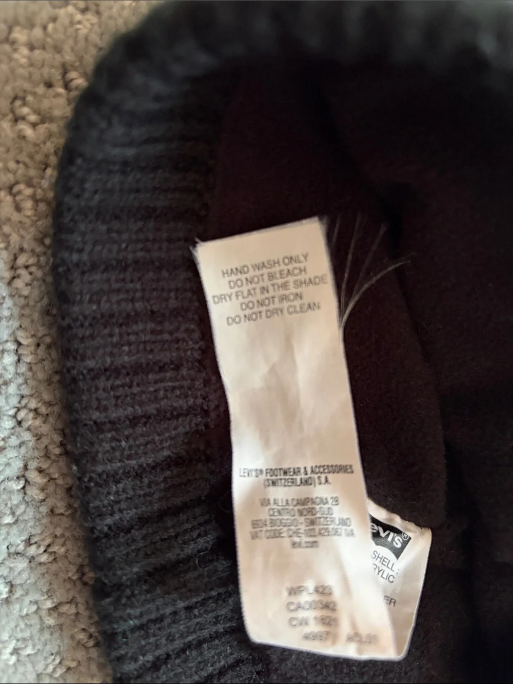 Levi's Black Fleece Lined Beanie with Branded Patch